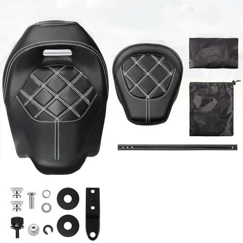 Asiento para dos conductores Harley Touring Road Limited 2009 en adelante perfil bajo blanco
