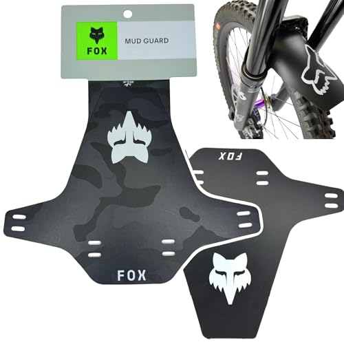 Fox Mud Guard Fahrrad Racing MTB DH FR Ebike Gabel Spritzschutz Fender Schutzblech (Retro Camo/Logo Weiss)