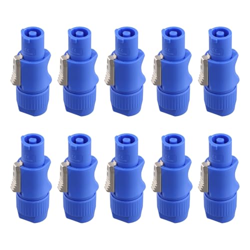 NONDK Conector Powercon Macho de 3 de 10 Piezas, Conector de Entrada de Señal para Luz de Haz, Entrada de Alimentación de Luz de Escenario