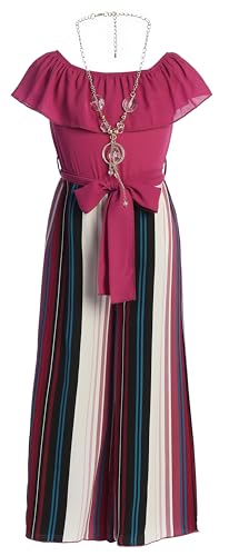 Image of iGirlDress Girls Wide Leg Off Shoulder Elegant High Waist Rompers Palazzo Pants Trousers Jumpsuits USA 4-14