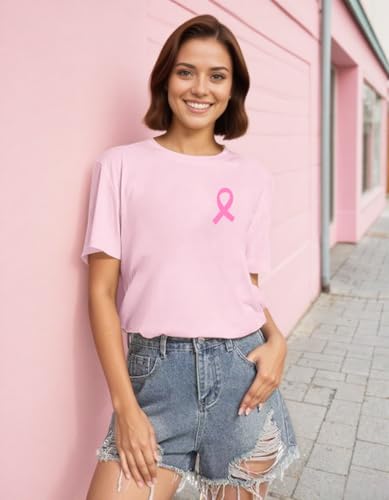 Breast Cancer Shirts for Women Cancer Awareness Shirt Pink Ribbons Tee Tops - image 3