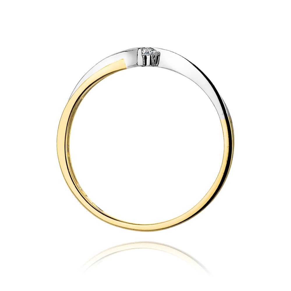 MARKO Zarter Damenring aus 333 (8 Karat) Bicolor-Gold mit einzelner Zirkonia – Eleganter Echtgold Vorsteckring/Ehering