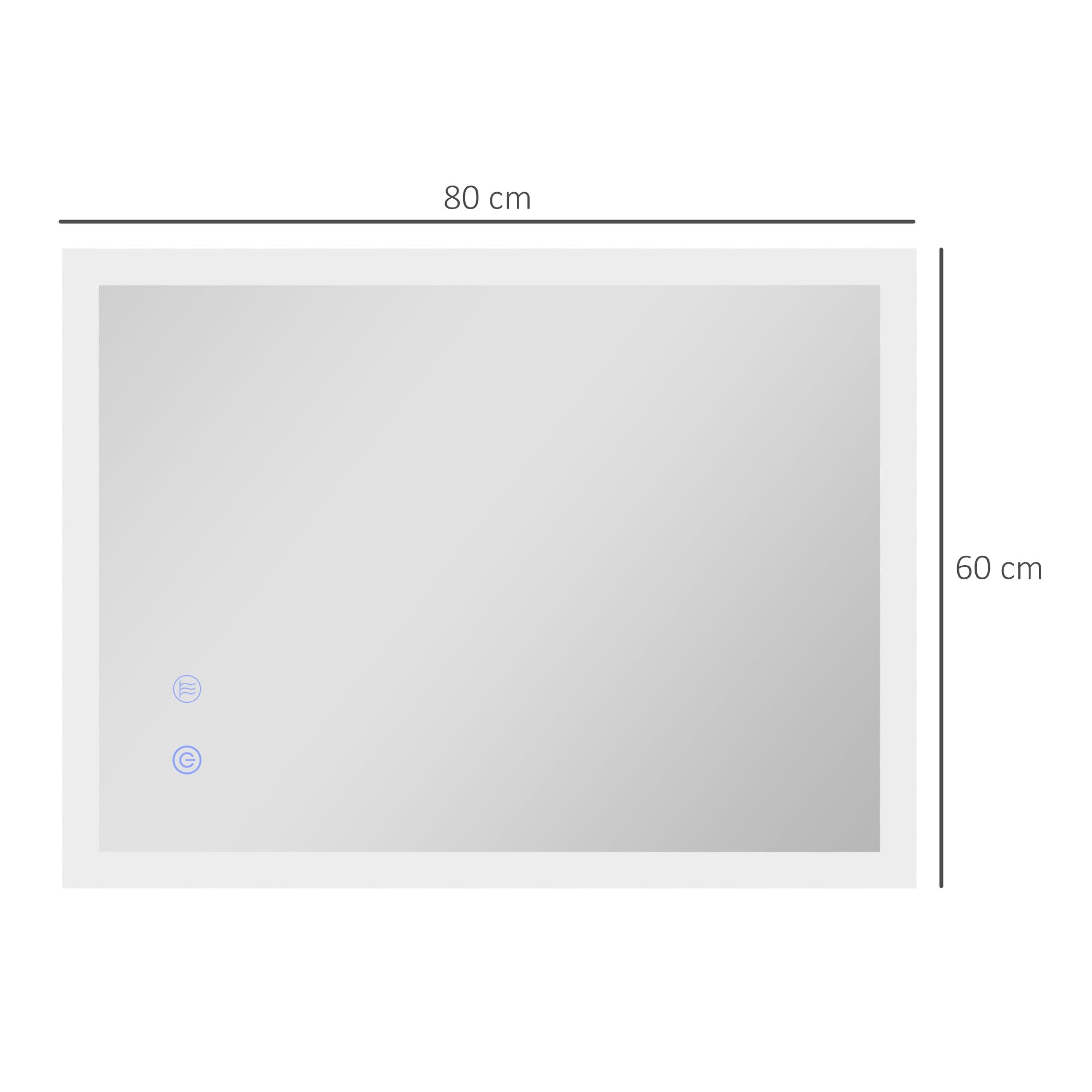 kleankin Miroir Mural Lumineux LED de Salle de Bain 80 x 60 cm Transparent | Avec 3 Couleurs, Luminosité Réglable, Interrupteur Tactile, Système Antibuée