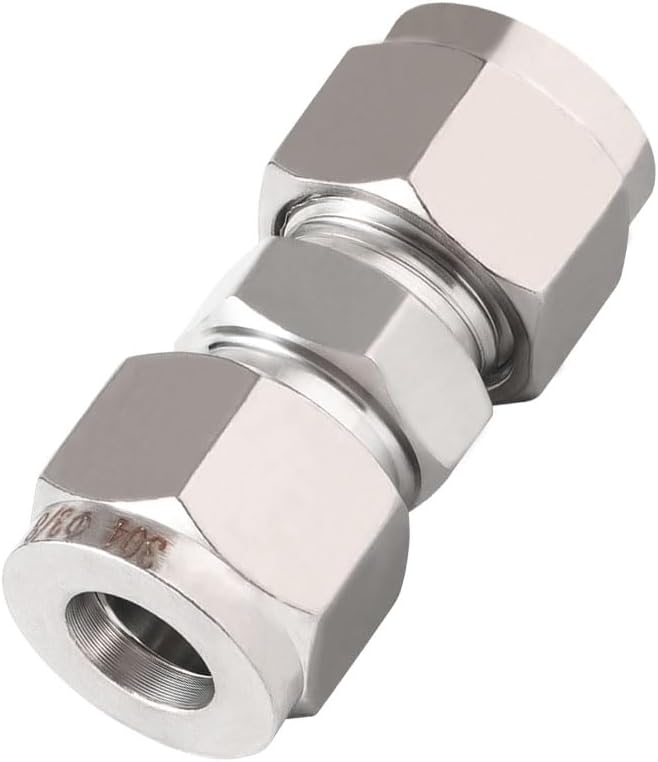 1/4 inch Stainless Steel 304 Compression Fitting for tube, connect air line brass pipe, adapt copper brake hose water fuel system (2 pcs)