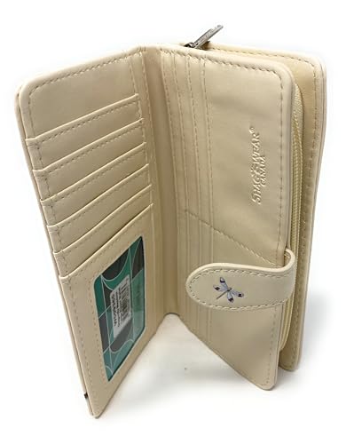 Shag Wear Dragonfly Meadow Large Insect Wallet for Women and Teen Girls Vegan Faux Leather 7" Beige4