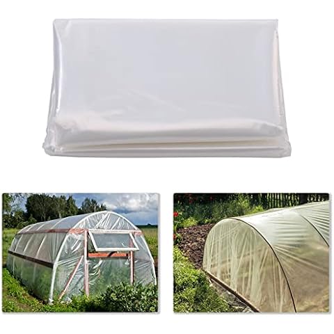 Sucpur Clear Greenhouse Plastic Film 9.8x32.8Feet,Premium Polyethylene Covering Reinforced Clear Plastic Sheeting,Green House Hoop Supply Plant Cover for Gardening Farming Agriculture Cover