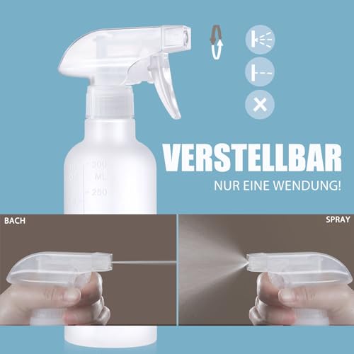 VEXPLO Sprühflasche Klein, Sprühflasche für Pflanzen Haare Reinigung Haustier, Einstellbarer Nebel/Strahl, 300 ml BPA-freies Kunststoff Spray Bottle 2er Pack