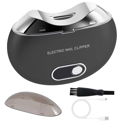 電動ネイルクリッパー 3段階 自動電動ネイルトリマー ネイルクリップ収納とライト付き USB充電式 爪カッター 安全爪トリマー 赤ちゃん 大人 高齢者用 (ブラック)