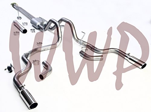 Performance SS409 Stainless Steel Dual Cat Back Exhaust Muffler System With Polished Tips Kit Compatible With 2015-2020 Ford F150 Pickup Truck 2.7L 3.5L 5.0L Ecoboost