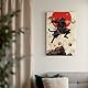 DecoMe Wandbild 30 x 20 cm Samurai - Katze Schlafzimmer Wohnzimmer Wanddeko Bild - Leinwand Holz Zimmer Deko Aesthetic Room