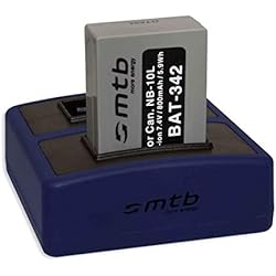 Cargador Canon Powershot Sx50 Hs Batería + Cargador Doble Compact (USB) para NB-10L / Canon PowerShot G15, G16, G1 X, G3 X, SX40 HS, SX50 HS, SX60 HS (Cable USB Micro Incluido)