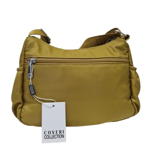 COVERI COLLECTION Borsa a Tracolla in Nylon, 3 Scomparti, Leggera, Tasche Multiple con Zip, Art. 5050-4 Dimensioni 26x20x10 cm