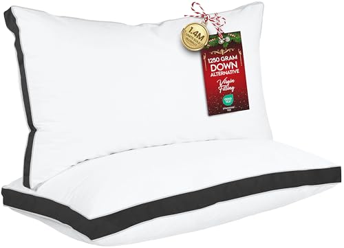 Utopia Bedding Bed Pillows for Sleeping King Size (Black), Set of 2, Soft & Fluffy Pillow with Down Alternative Filling, Cooling, Hotel Quality, Gusseted Pillow for Back, Stomach or Side Sleepers