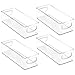 mDesign Plastic Kitchen Pantry Cabinet, Refrigerator or Freezer Food Storage Bins with Handles - Organizer for Fruit, Yogurt, Snacks, Pasta - Food Safe, BPA Free, 10” Long - 4 Pack, Clear