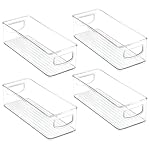 mDesign Kitchen Cabinet and Pantry Storage Organizer Bins - Pack of 4, Shallow, Clear