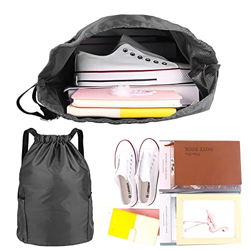 Dacitiery Drawstring Gym Bag, Gym Sack, Drawstring Backpack, Unisex PE Bags Drawstring with Outside Zipper, Sport Gym Sack Bring Two Side Pockets, Large Drawstring Bag
