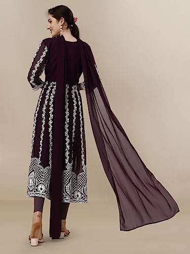 Women's Georgette Chikankari Embroidery Anarkali Kurta & Dupatta Set4