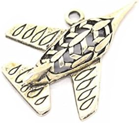 Jastbby 5 PCS Silver Airplane Charms - Aircraft Charm - Aeroplane Charm (Silver)