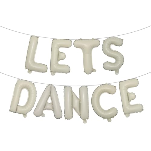 Letter Balloons - LETS DANCE 16" Inch Alphabet Letters Foil Mylar Balloon Kids Birthday Party Balloon Banner (LETS DANCE Cream)
