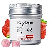 Kalyaan Kids Toothpaste Tablets with Fluoride | Whitening, Sensitivity Relief & Cavity Protection | Chewable, Plastic-Free, Travel-Friendly - Strawberry, 180 Count, Made in USA