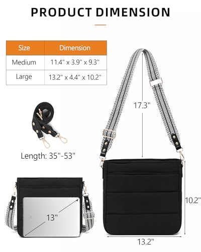 Purses for Women 2PCS Puffer Quilted Crossbody Shoulder Hobo Bags Trendy Ladies Handbag with Coin Wallet 2 Adjustable Straps2