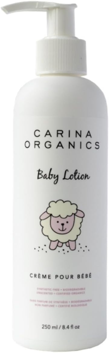 Carina Organics Extra Gentle Baby Lotion, Organic & Natural, for Sensitive Skin, Whole Body, 8 fl oz