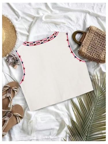 OYOANGLE Women's Floral Vest Top Boho Sleeveless Open Front Cardigan Waistcoat2