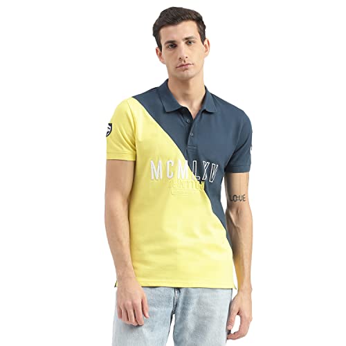 Image of United Colors of Benetton Embroidered Half-and-Half Polo T-Shirt (Size: S)-23P3089J3420I901