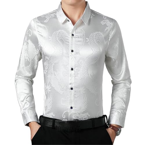 Chemise en soie homme style chinois dragon brillant : fini le look terne