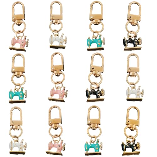 Frinnovan, 12 Pack Sewing Machine Keychains Metal Enamel Mini Pendant