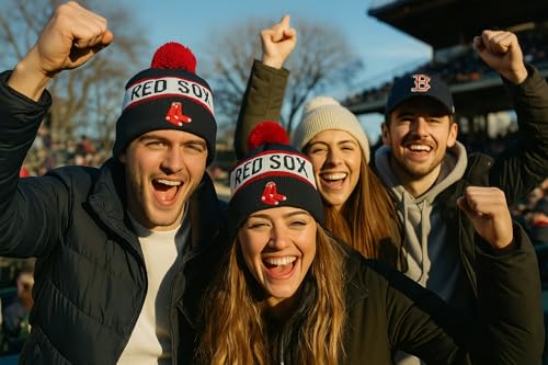 Gorro tejido con pom pom azul marino Boston Sox miniatura 3