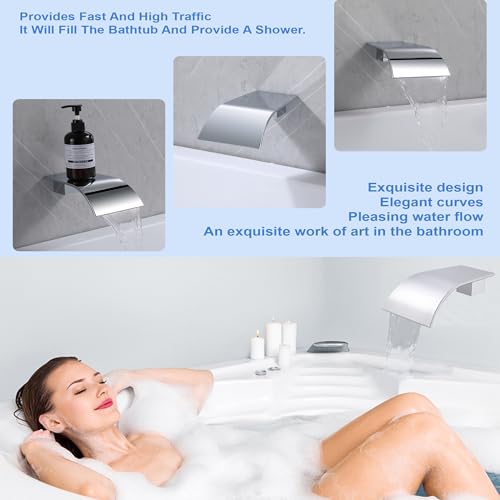 Buse de baignoire cascade haut débit avec bec cascade chromé mural