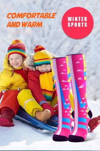 2Pairs Kids Merino Wool Ski Socks Winter Warm Thermal Snow Socks3