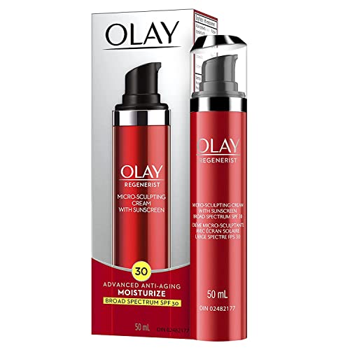 Face Moisturizer by Olay Regenerist Microsculpting Cream With SPF 30 Sunscreen and Vitamin E for Advanced Anti-Aging, 50ml