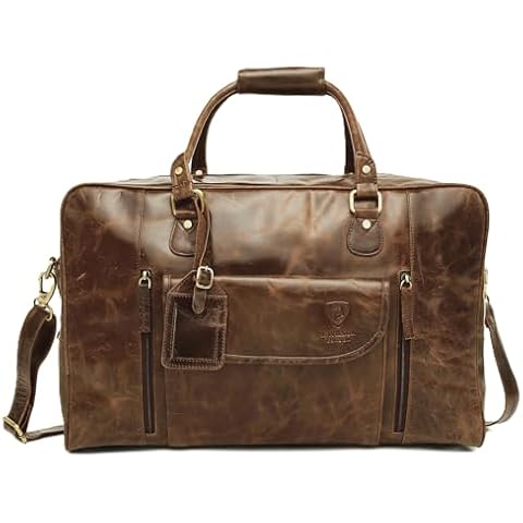 Designer J WILSON London Large Distressed Leather Bag Weekend Holdall Luggage Sports Travel Gym Vintage Carrier Cabin Duffel Cover