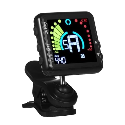 Guitar Tuner Rechargeable, Clip On Tuner with LCD Color Display with Guitar, Ukulele, Violin and Chromatic Tuning Modes, Professional Electric Guitar Tuner & Metronome for All Stringed Instruments