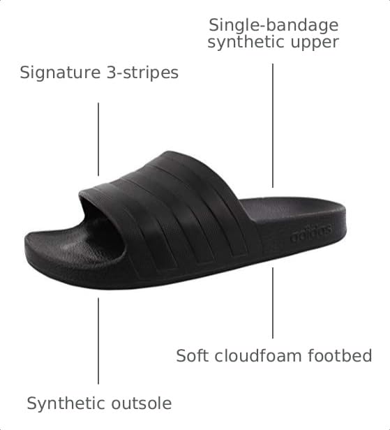 Image of adidas Mens Adilette Aqua Slide Casual Sandals Casual - Black