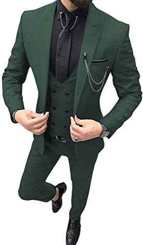 Mens Suit 3 Pieces Fashion Formal Wedding Tuxedos Jackets Groom Waistcoat Blazer