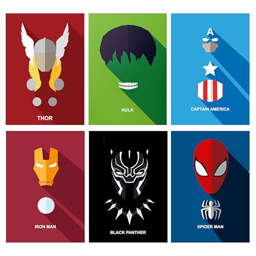 Image of WONDER HUB Wall Posters 8x12 inch (A4 Size) Included Self Adhesive on Back Wall Decor Posters Wall Art For Bedroom, Living room, Office, Dining Room (Superheroes)