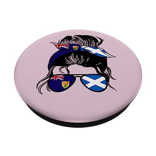 Half Turks and Caicos half Scottish Mix Turks and Scotland PopSockets Swappable PopGrip, Black - Image 2
