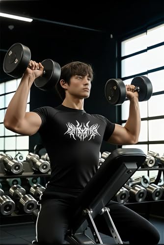 Image of Men Polyster Lycra Printed Half Sleeves Compression T-Shirt for Gym