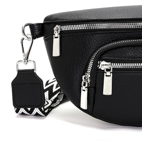 Sasrymnl kleine bauchtasche damen Schwarz umhängetasche damen klein gürteltasche Veganes Leder brusttasche handtasche crossbody bag