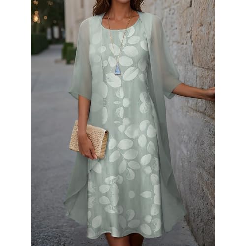 ZOCAVIA Women's 2 Piece Floral Dress Set Elegant Flowy Wedding Guest Dresses Plus Size Chiffon Maxi Dress with Long Jacket2