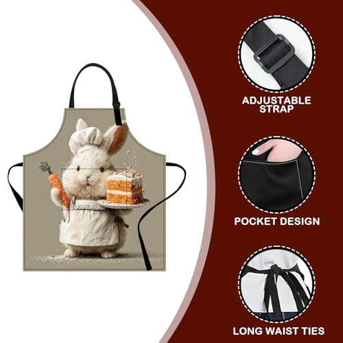 Image of Nuxovilar Cute Apron with Pockets, 26.77 * 30.7 Inches, Versatile for Meal Prep, Baking, Holiday Cooking