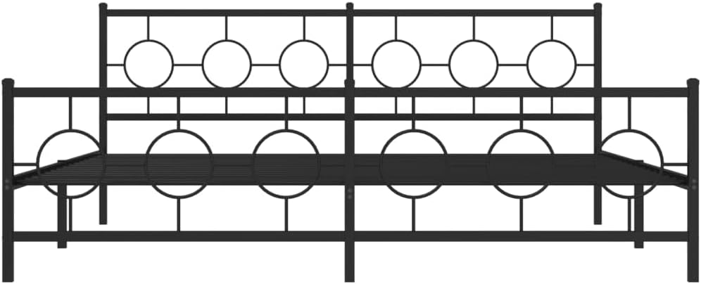 Black Powder-Coated Steel Bed Frame Full Size Industrial Style Sturdy Platform Foundation with Slatted Support for Bedroom Mattress No-Box-Spring-Needed Modern Minimalist Furniture