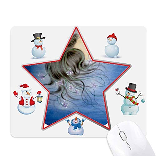 Tapis de souris famille étoile bonhomme de neige aquarelle de Noël