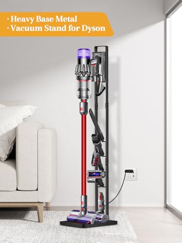 Haturi Vacuum Stand for Dyson V15 V12 V11 V10 V8 V7 V6, Metal Storage Holder for Cordless Vacuum & Accessories, Compatible with DC30 DC31 DC34 DC35 DC58 DC59 DC62 DC74, Black