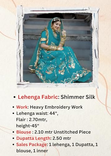 Image of Heavy Embroidery Work Semi Stitched Shimmer Silk Designer Rajputi Poshak For Women Rajasthani Lehenga Choli