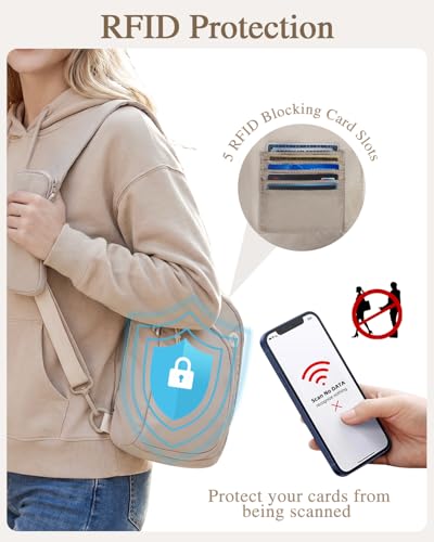 Image of Sling Bag Nylon Crossbody Bags for Women with Anti-theft RFID Blocking Pocket Cross Body Purse Adjustable Shoulder Strap
