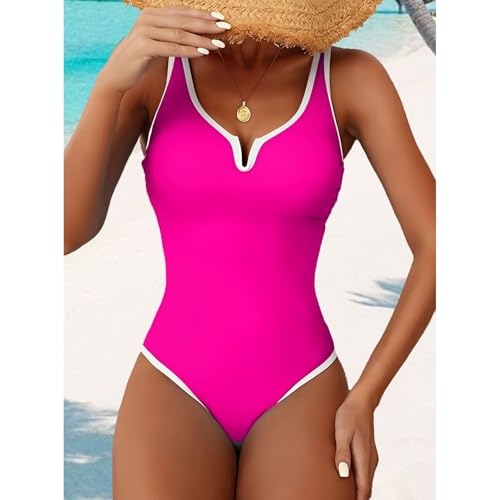 YNIQUE Women's One Piece Swimsuit 2025 Color Block Slimming Tummy Control Bathing Suit V-Neck High Waist Swimsuits3